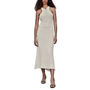 MNG Molino Women's‎ Halter Neck Crochet Midi Dress Sleeveless Stretch Size 4 US